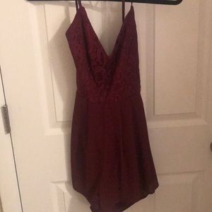 Burgundy lace romper
